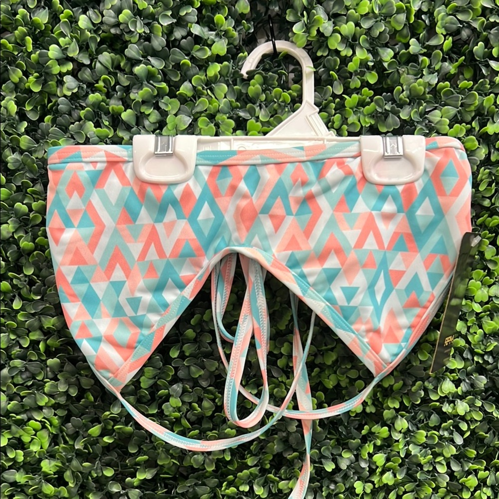 NWT Geometric Swim Top - Pink and Blue